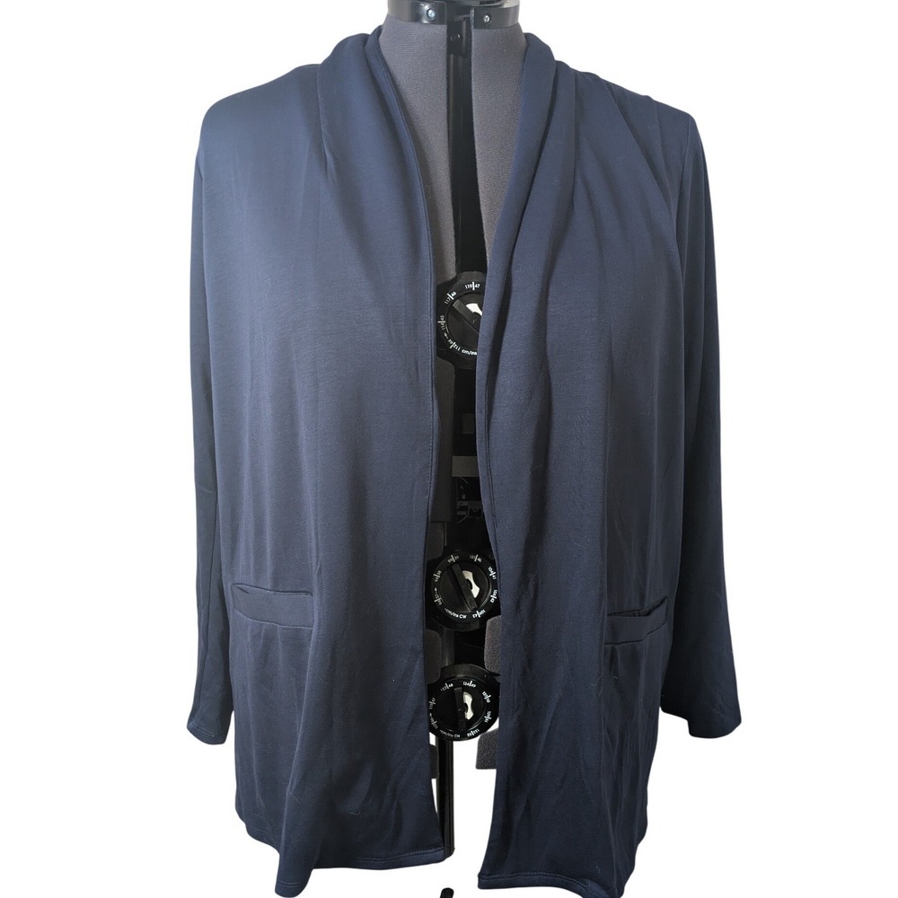 IMAN Navy Blue Open Cardigan with Pockets 3X